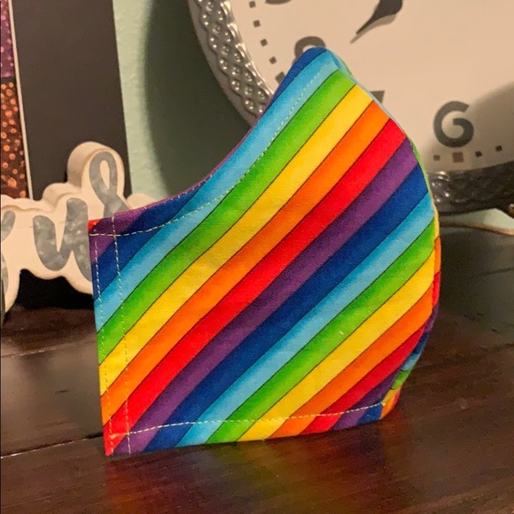 Rainbow stripes Adult Face Mask - Picture 2 of 4
